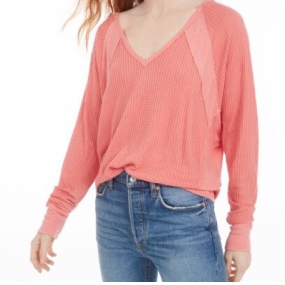 We The Free Free people praise rose pink V-Neck Jersey Top size XS